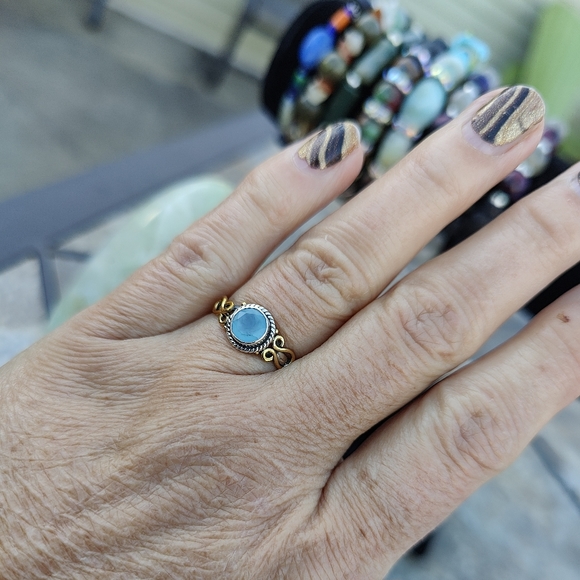 Chalcedony .925 Silver and 14K Ring, 6.5 Natural mined stone! - Picture 2 of 8